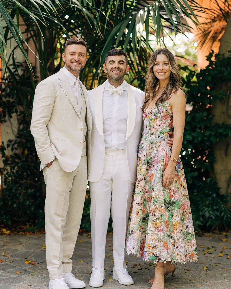 Ben Bruno with Justin Timberlake and Jessica Biel at his wedding